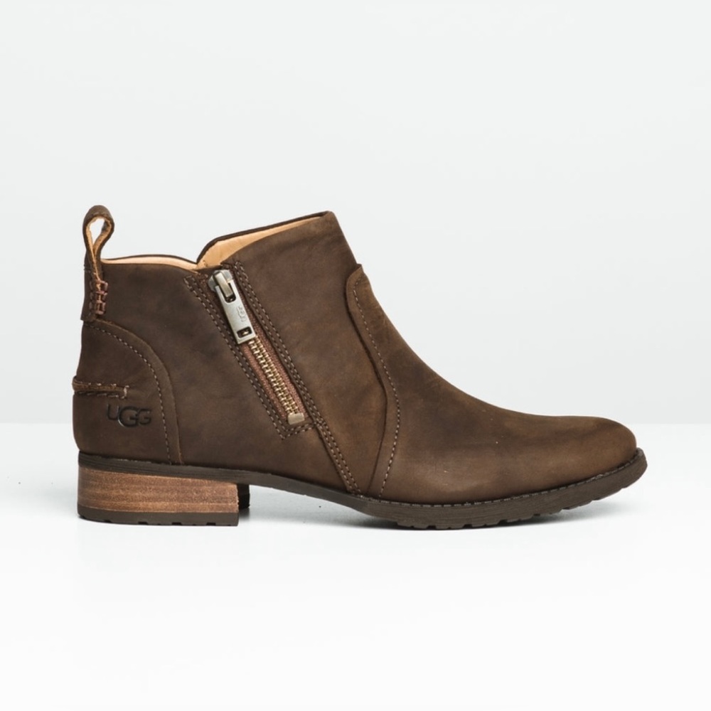 UGG Brown Leather Ankle Booties
